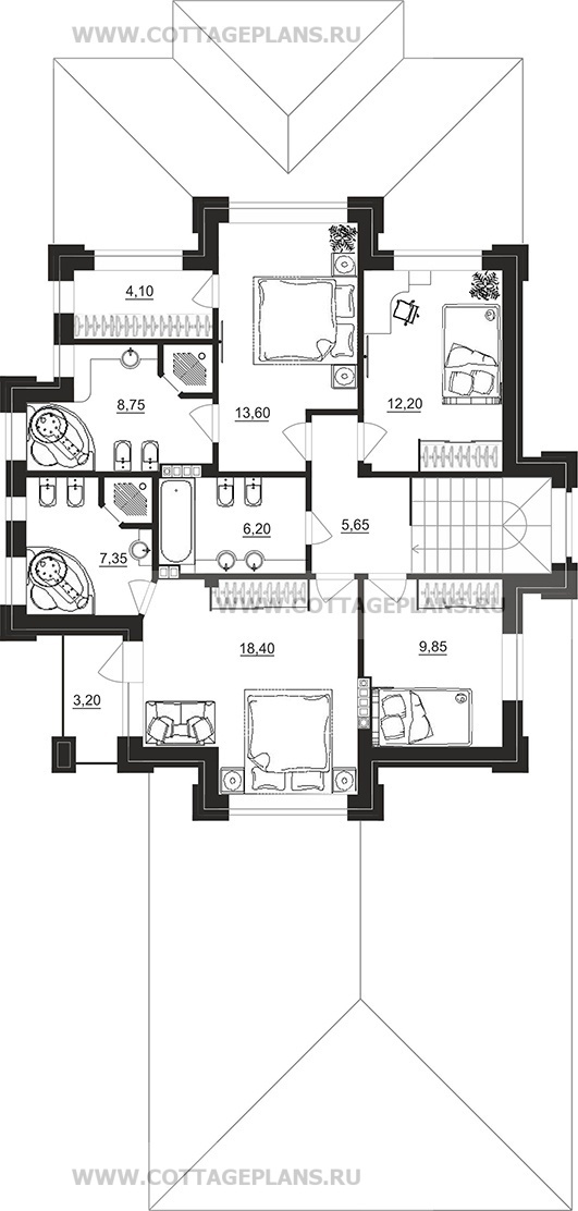 Поэтажные планы проект дома 100-84 общ. площадь 223,20 м2