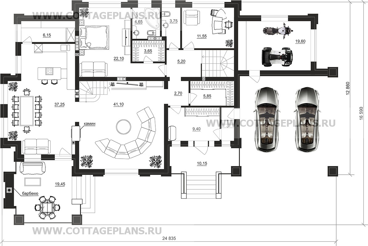 Поэтажные планы проект дома 103-43 общ. площадь 427,75 м2