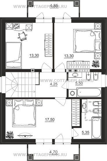 Поэтажные планы проект дома 22-88 общ. площадь 178,05 м2
