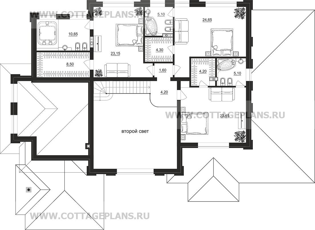Поэтажные планы проект дома 102-50 общ. площадь 349,05 м2