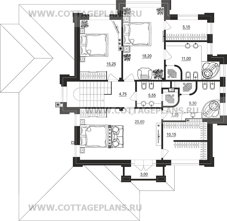 Поэтажные планы проект дома 202-01 общ. площадь 250,40 м2