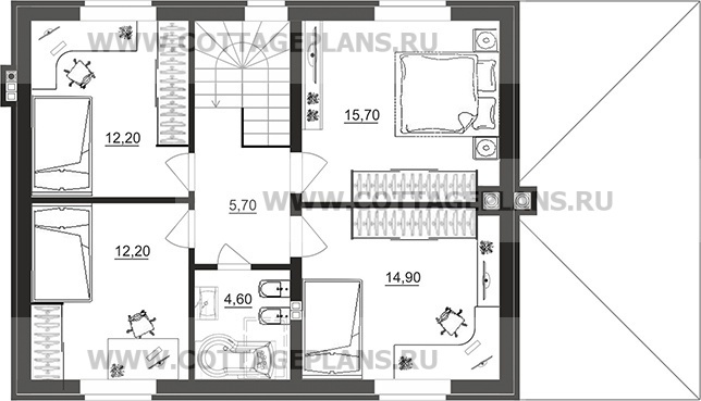 Поэтажные планы проект дома 95-42 общ. площадь 128,15 м2
