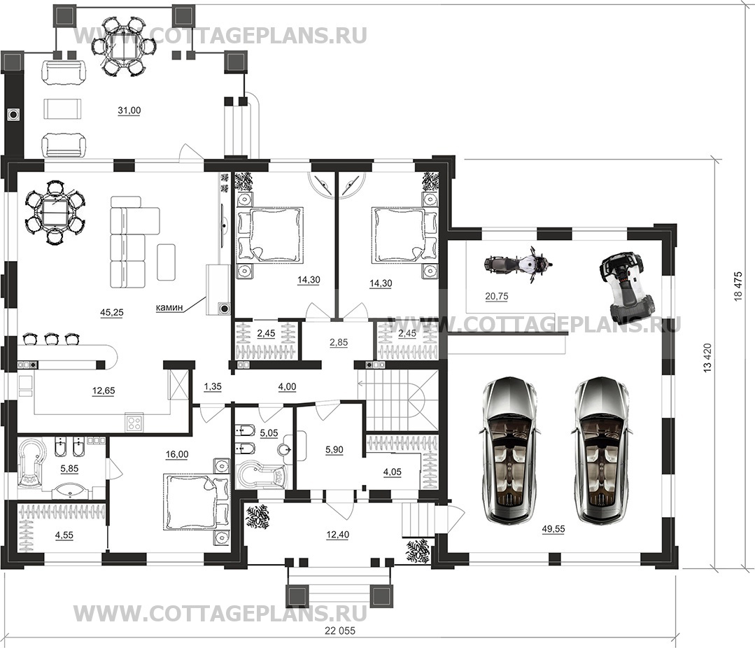 Поэтажные планы проект дома 08-76 общ. площадь 351,15 м2