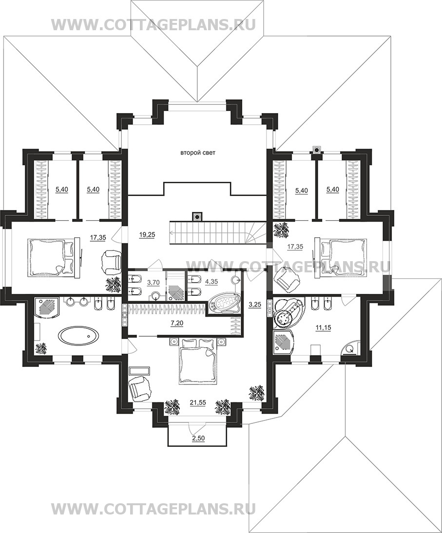 Поэтажные планы проект дома 100-22 общ. площадь 340,45 м2