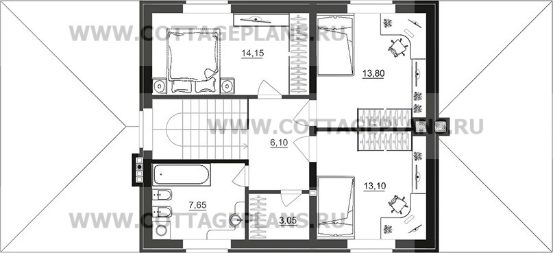 Поэтажные планы проект дома 75-34 общ. площадь 141,20 м2