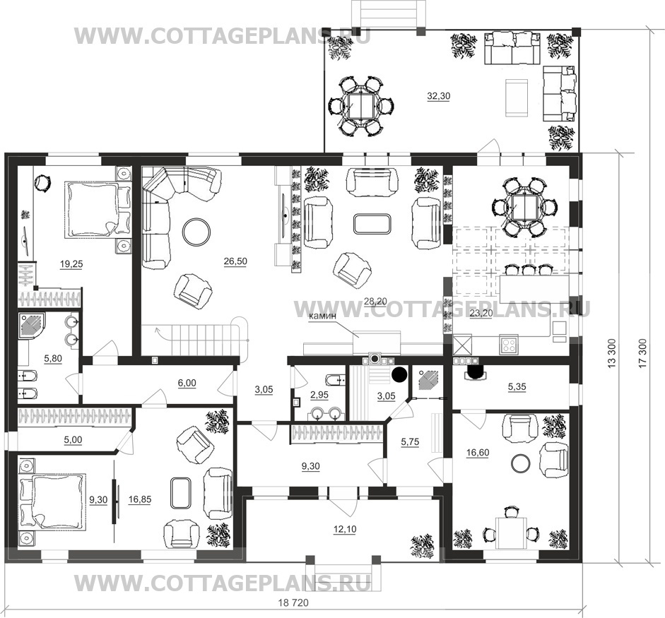 Поэтажные планы проект дома 75-40 общ. площадь 286,70 м2