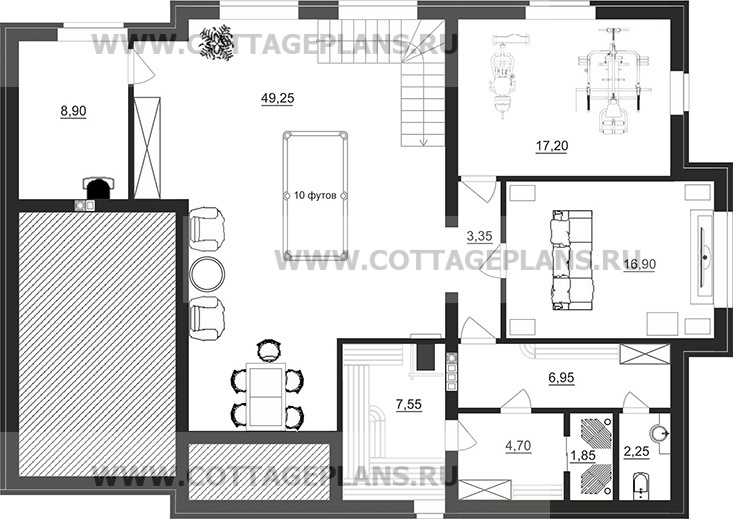Поэтажные планы проект дома 201-55 общ. площадь 265,85 м2