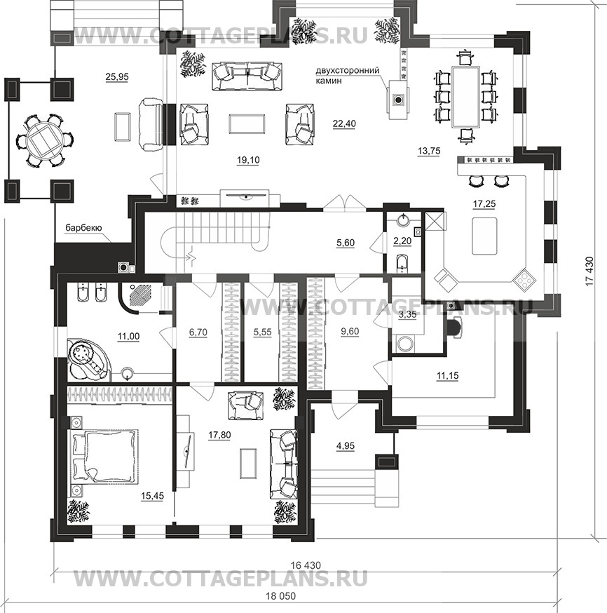 Поэтажные планы проект дома 202-05 общ. площадь 292,90 м2