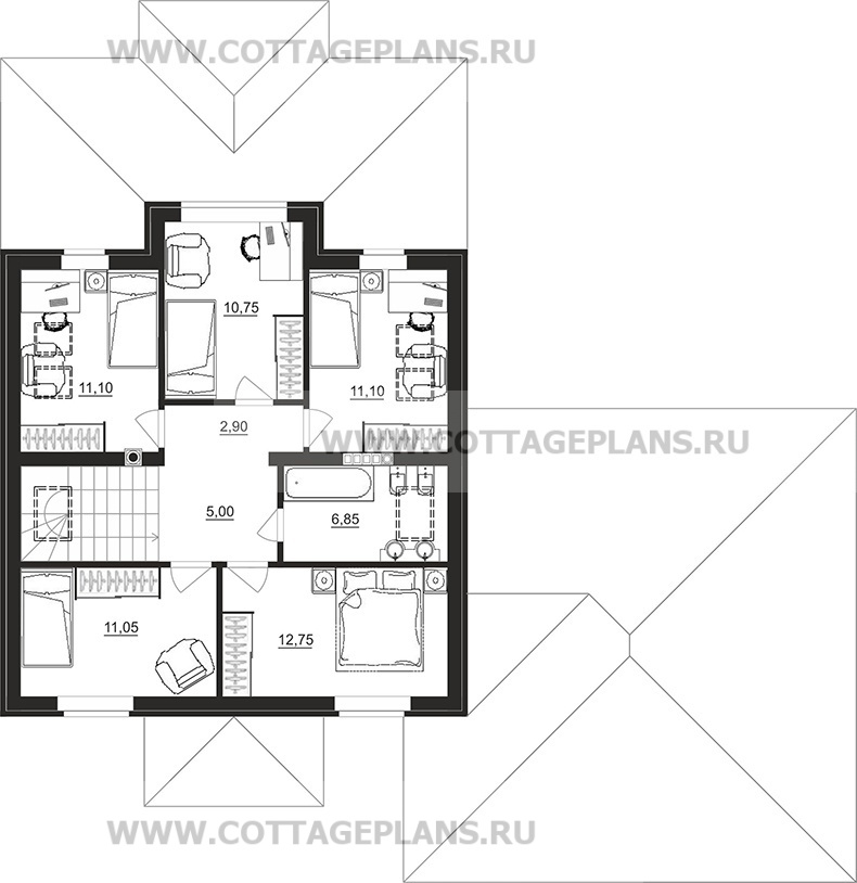Поэтажные планы проект дома 97-91 общ. площадь 194,50 м2