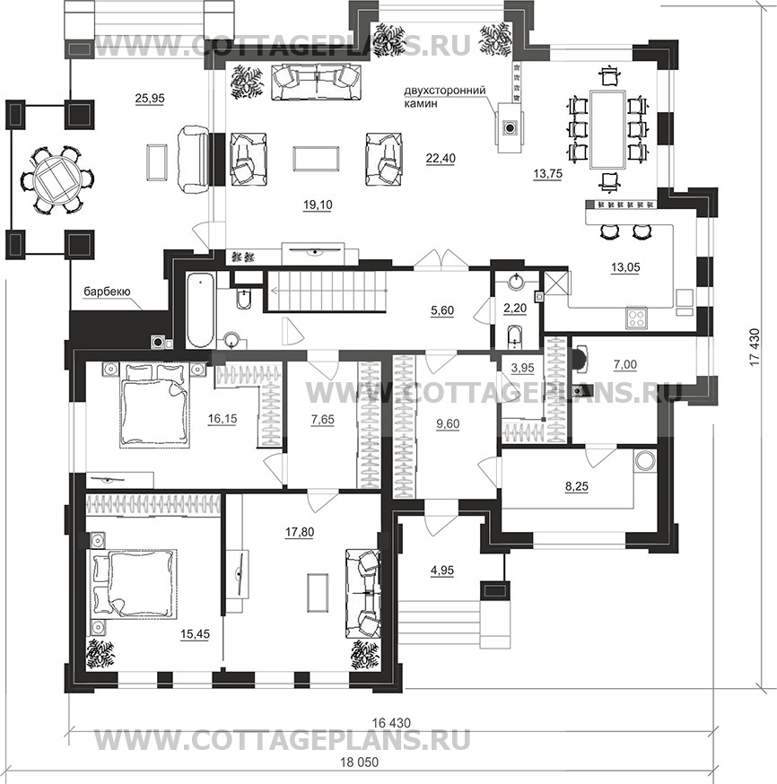 Поэтажные планы проект дома 202-05 общ. площадь 292,90 м2