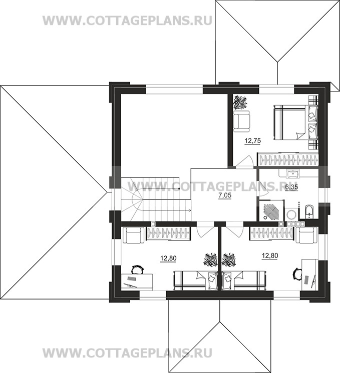 Поэтажные планы проект дома 206-48 общ. площадь 150,55м2