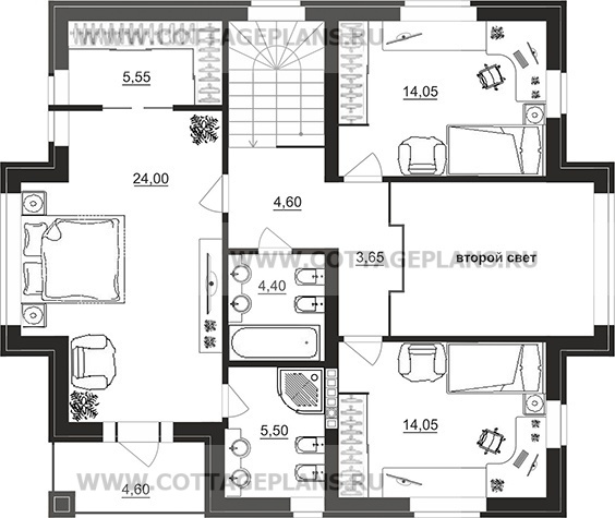 Поэтажные планы проект дома 95-58 общ. площадь 153,50 м2
