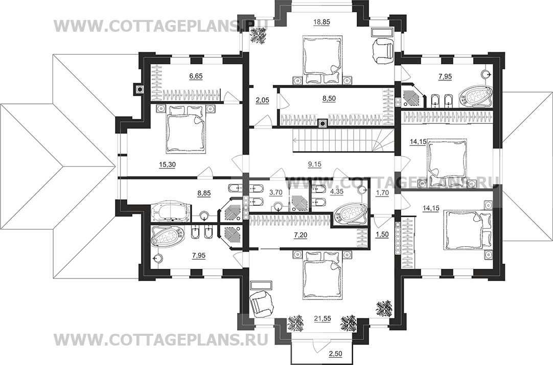 Поэтажные планы проект дома 203-24 общ. площадь 446,00 м2