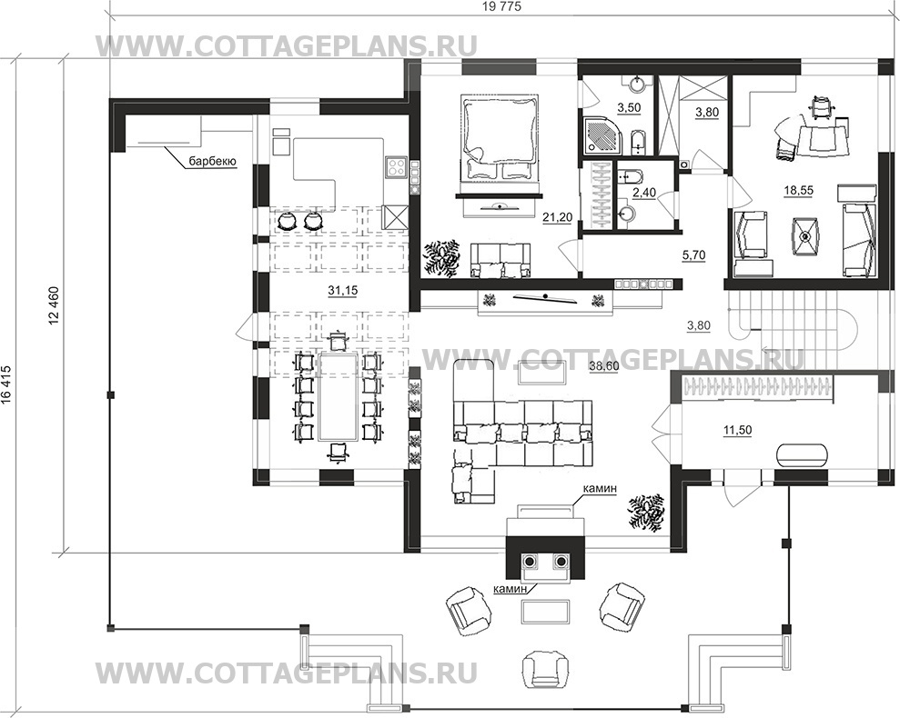 Поэтажные планы проект дома 96-55 общ. площадь 370,20 м2