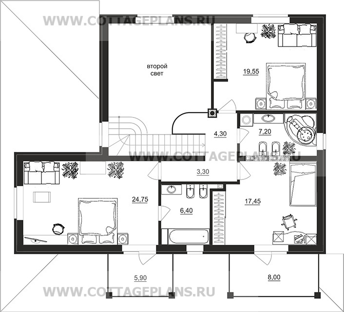 Поэтажные планы проект дома 101-18 общ. площадь 284,85 м2