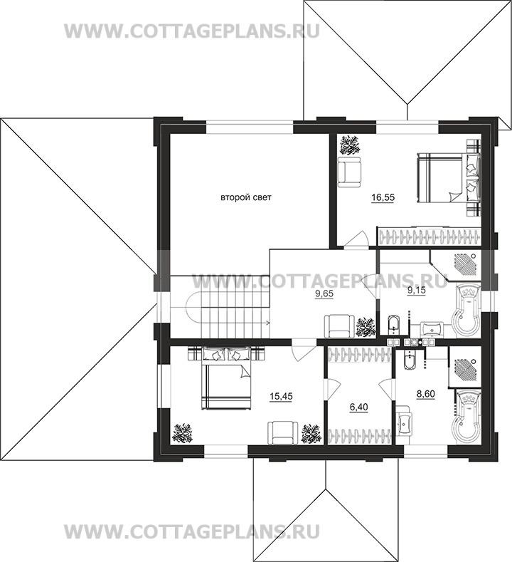 Поэтажные планы проект дома 206-49 общ. площадь 185,80м2