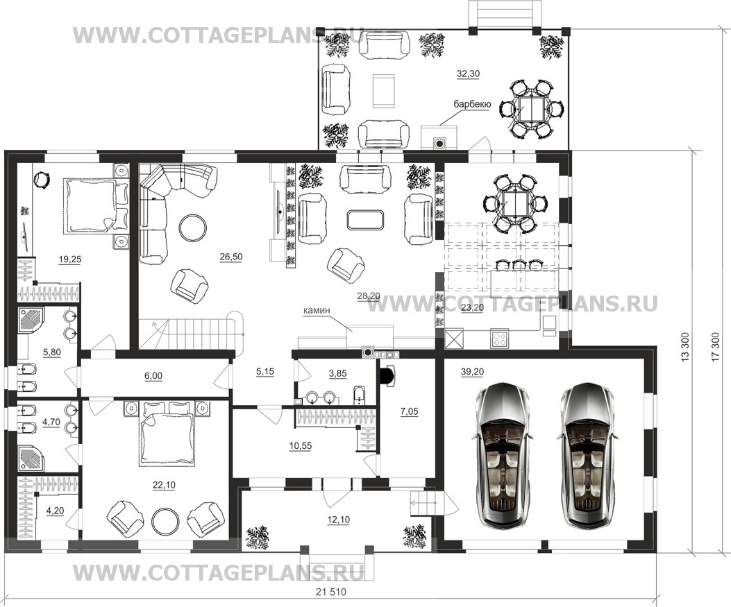 Поэтажные планы проект дома 14-52 общ. площадь 309,30 м2