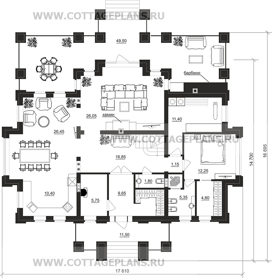 Поэтажные планы проект дома 100-10 общ. площадь 254,90 м2