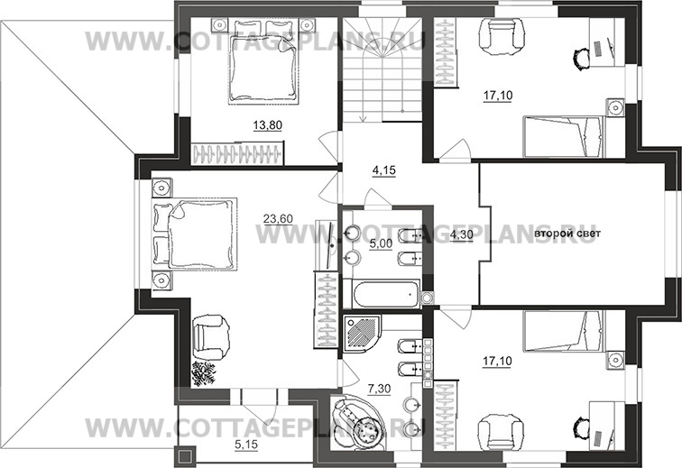 Поэтажные планы проект дома 75-66 общ. площадь 216,35 м2