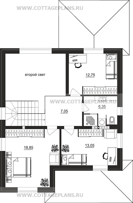 Поэтажные планы проект дома 206-63 общ. площадь 135,25м2