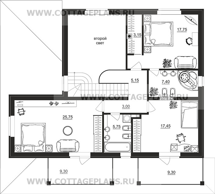 Поэтажные планы проект дома 97-48 общ. площадь 211,25 м2