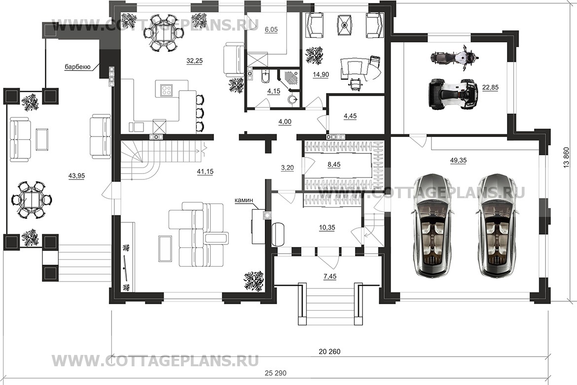 Поэтажные планы проект дома 205-22 общ. площадь 440,50 м2
