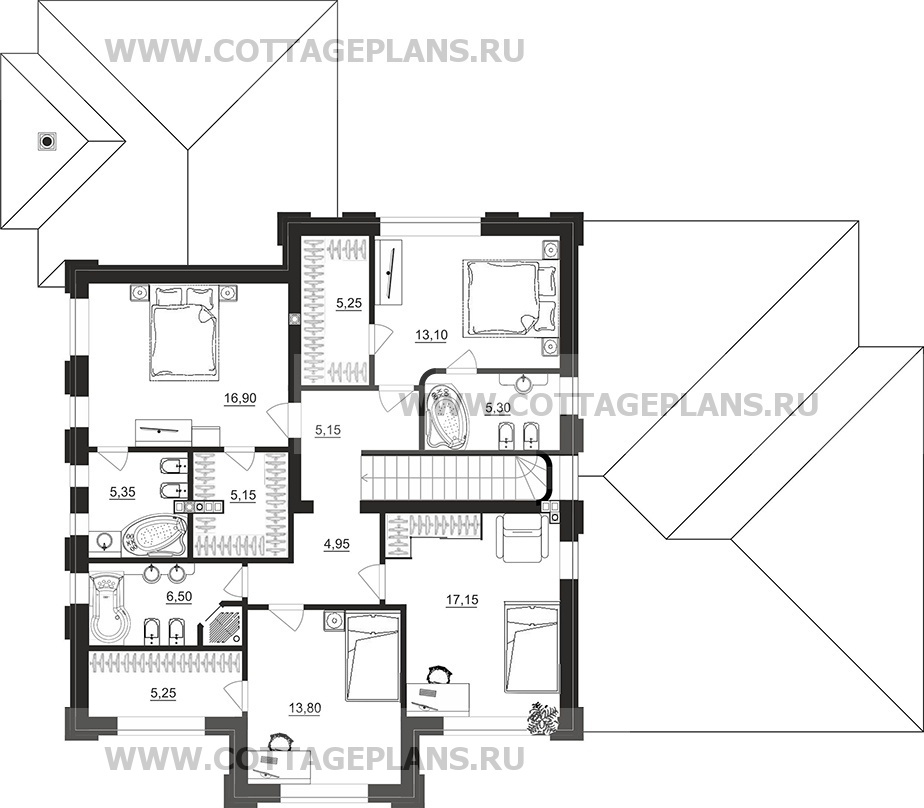 Поэтажные планы проект дома 204-32 общ. площадь 223,25 м2