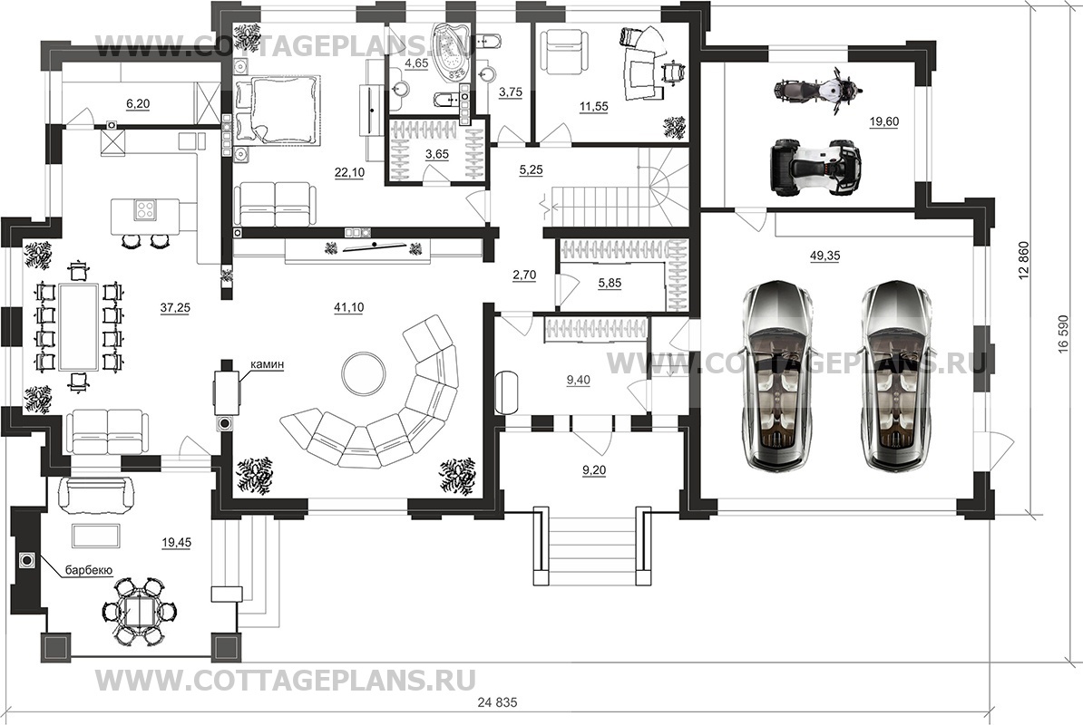 Поэтажные планы проект дома 103-58 общ. площадь 518 м2