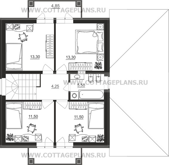 Поэтажные планы проект дома 14-95 общ. площадь 178,05 м2