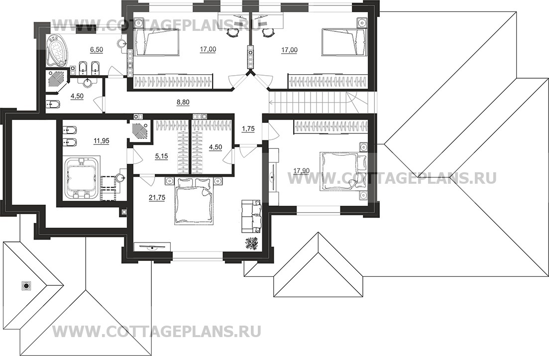 Поэтажные планы проект дома 203-57 общ. площадь 443,55 м2