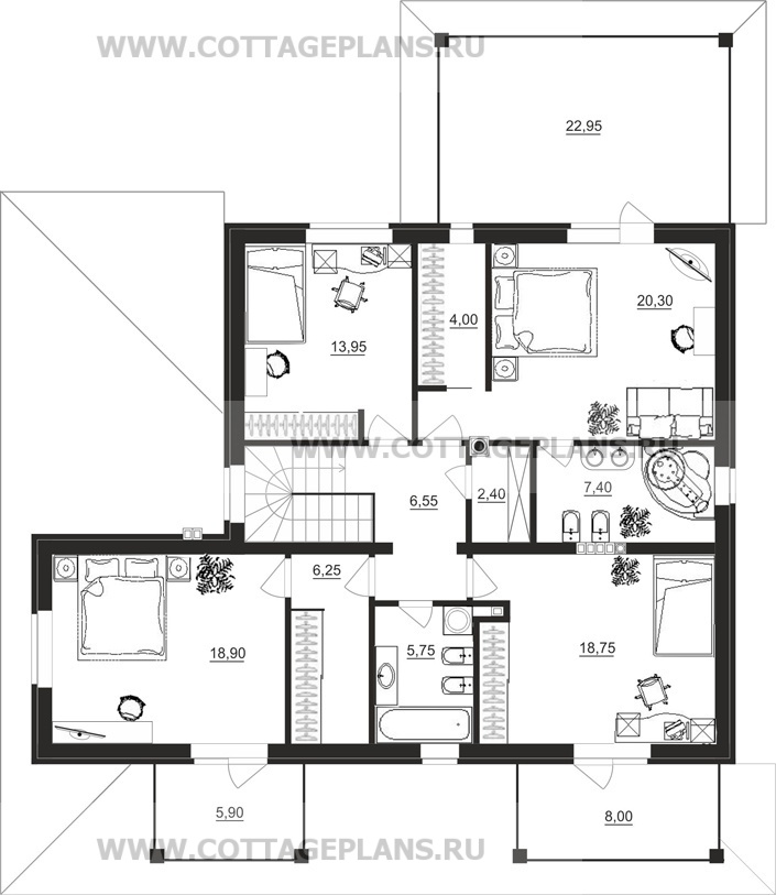 Поэтажные планы проект дома 16-99 общ. площадь 245,75 м2