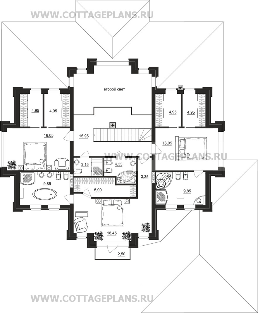 Поэтажные планы проект дома 200-24 общ. площадь 310,00 м2