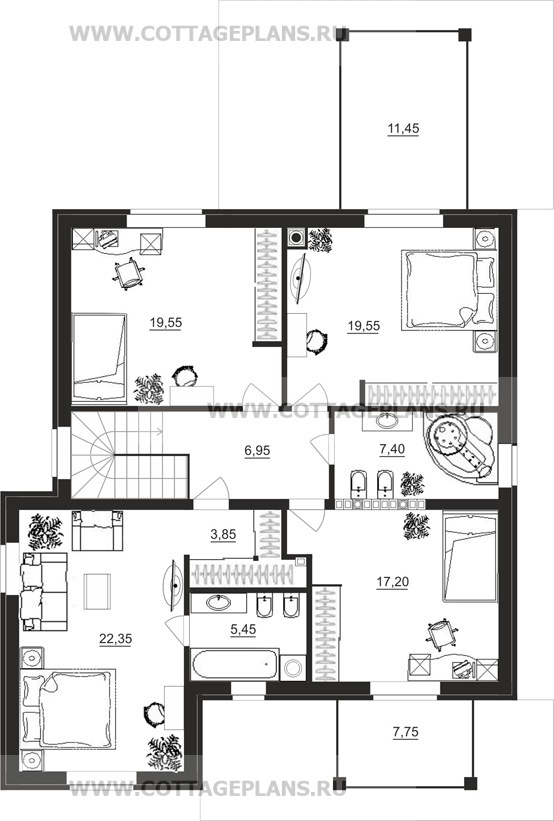Поэтажные планы проект дома 16-53 общ. площадь 225,20м2