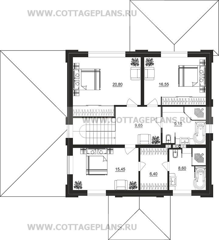 Поэтажные планы проект дома 106-51 общ. площадь 206,15 м2