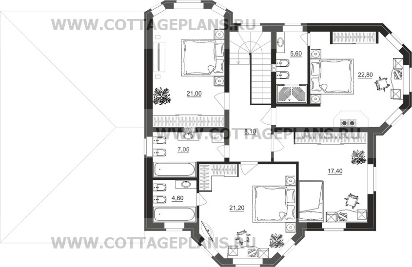 Поэтажные планы проект дома 22-67 общ. площадь 269,00 м2