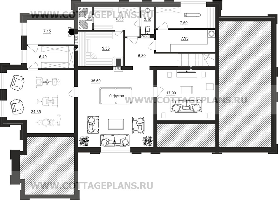 Поэтажные планы проект дома 203-36 общ. площадь 386,3 м2