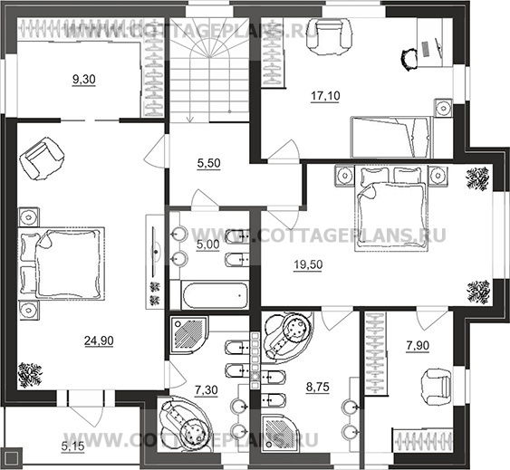 Поэтажные планы проект дома 95-05 общ. площадь 202,45 м2