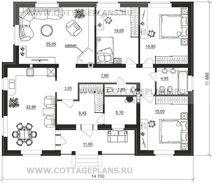 Поэтажные планы проект дома 90-33 общ. площадь 124,60 м2