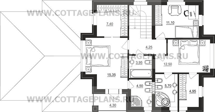 Поэтажные планы проект дома 76-06 общ. площадь 245,90 м2
