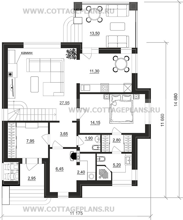 Поэтажные планы проект дома 104-64 общ. площадь 145,95 м2