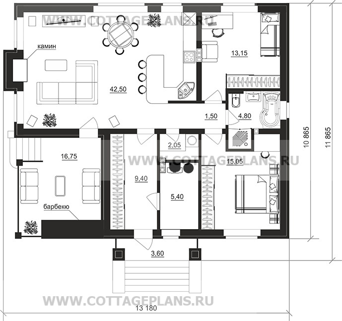 Поэтажные планы проект дома 700-55 общ. площадь 93,95м2