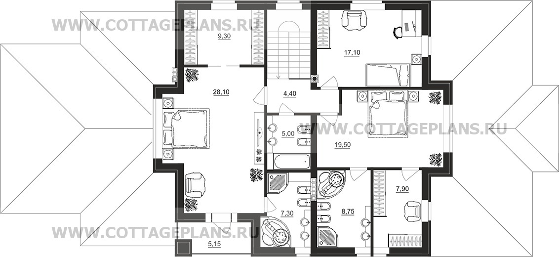 Поэтажные планы проект дома 74-94 общ. площадь 265,65 м2