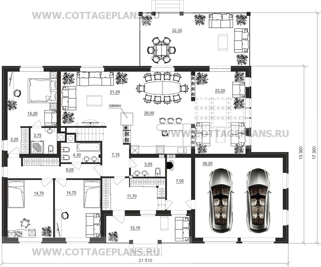 Поэтажные планы проект дома 14-93 общ. площадь 308,85 м2