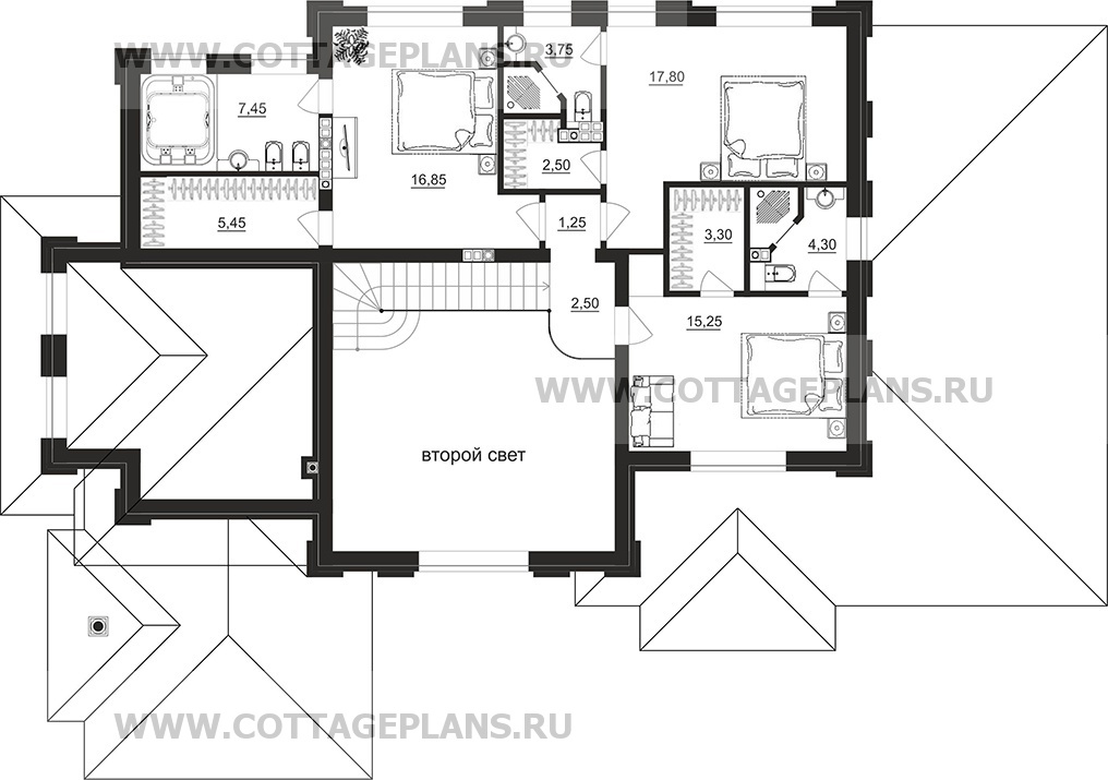Поэтажные планы проект дома 103-48 общ. площадь 412,25 м2