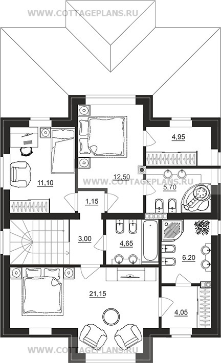 Поэтажные планы проект дома 92-39 общ. площадь 147,35 м2