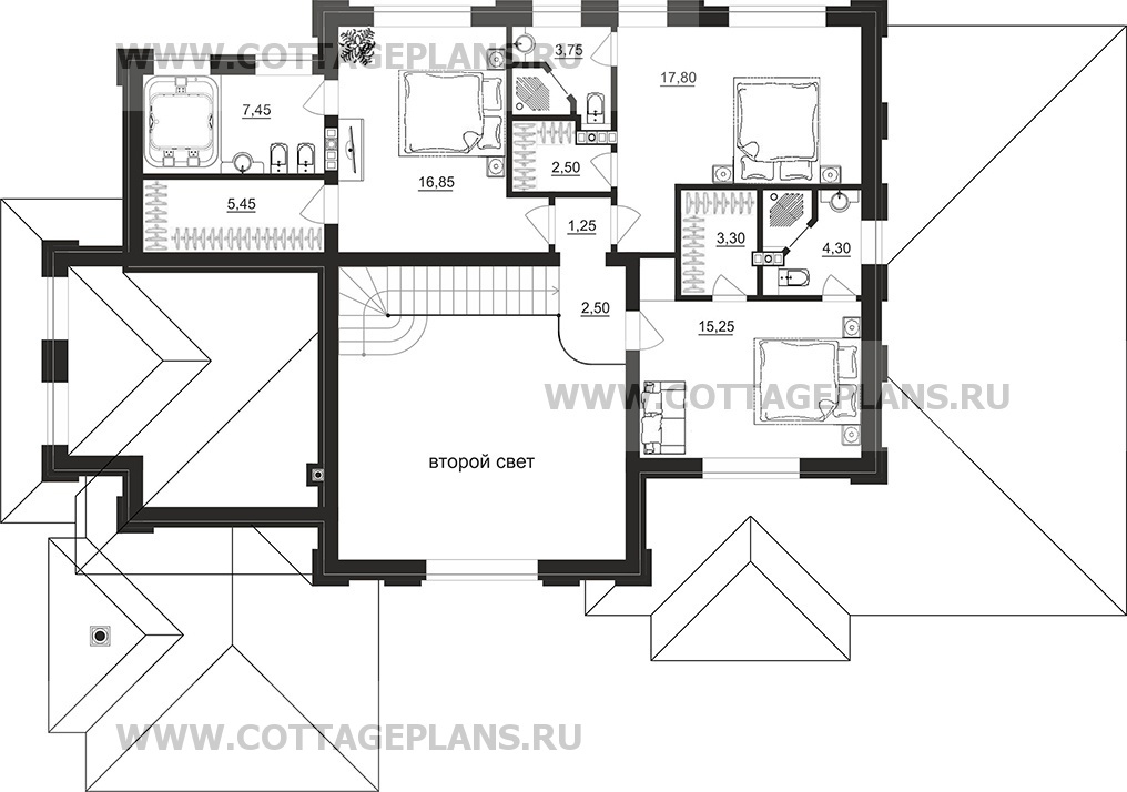 Поэтажные планы проект дома 202-36 общ. площадь 257,0 м2