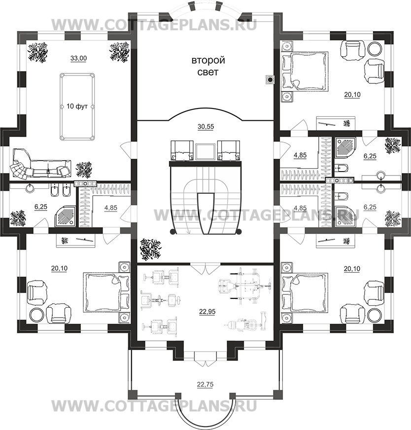 Поэтажные планы проект дома 95-84 общ. площадь 399,70 м2