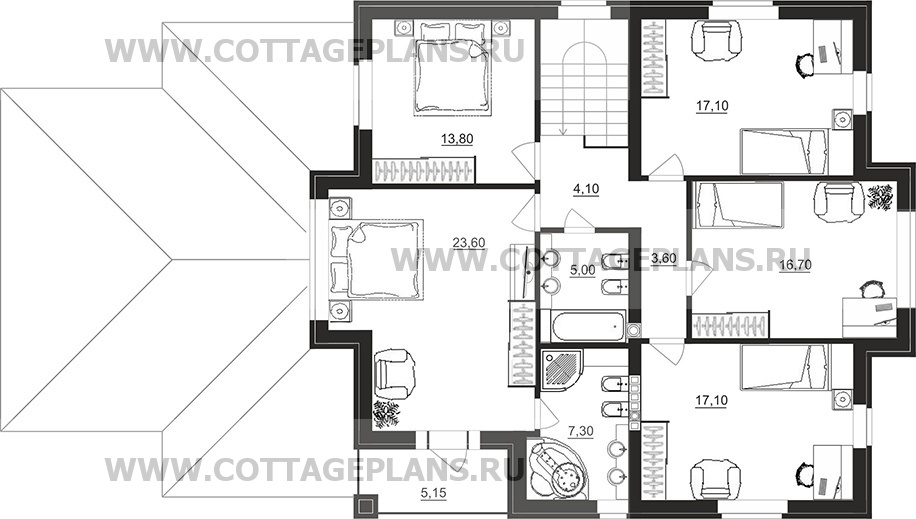 Поэтажные планы проект дома 95-08 общ. площадь 258,35 м2