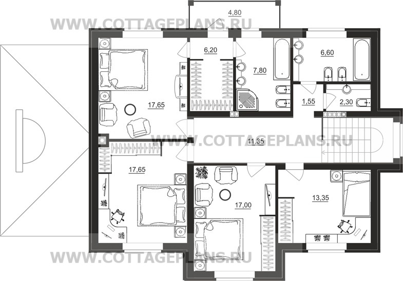 Поэтажные планы проект дома 92-62 общ. площадь 195,75м2