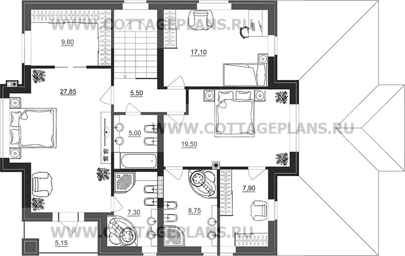 Поэтажные планы проект дома 100-49 общ. площадь 219,95 м2